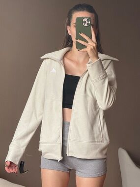 adidas Beige Zip-Up Fleece Jacket